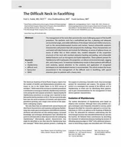 Articles: The Difficult Neck in Facelifting