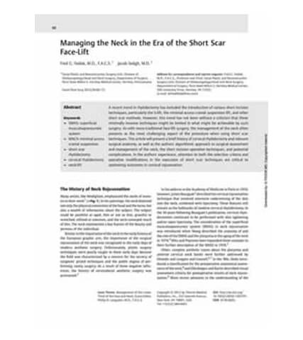 Articles: Managing the Neck in the Era of the Short Scar Face-lift