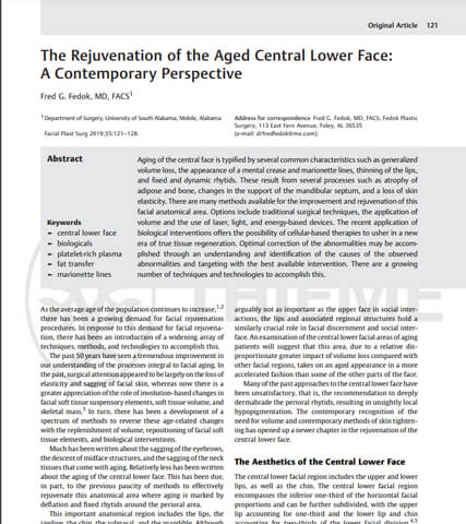 Publications: The Rejuvenation of the Aged Central Lower Face: A Contemporary Perspective