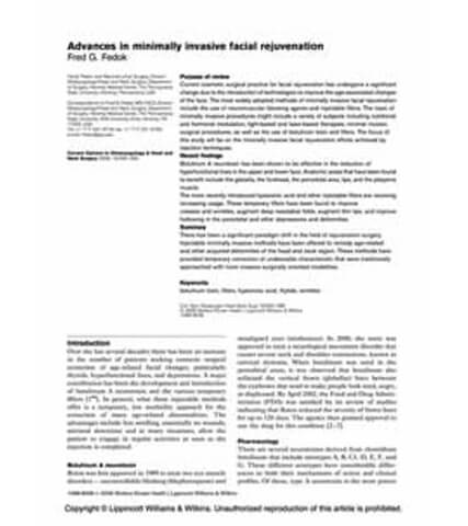 Publications: Advances in minimally invasive facial rejuvenation