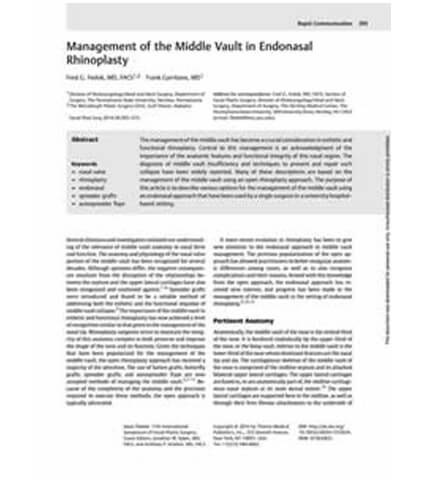 Publications: Management of the Middle Vault in Endonasal Rhinoplasty