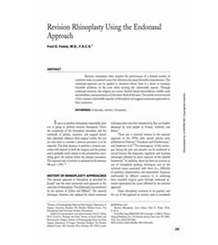 Publications: Revision rhinoplasty using the endonasal approach